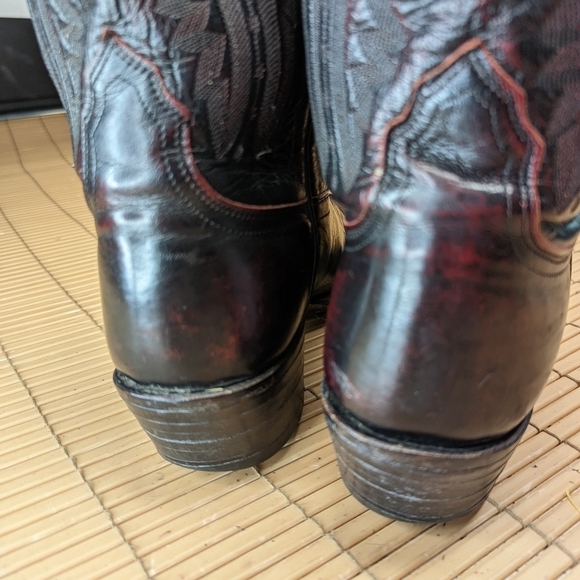 Lucchese 2000 Black Cherry Leather Cowboy Boots men's sz 8.5 2E Very Good Condit - Picture 8 of 12